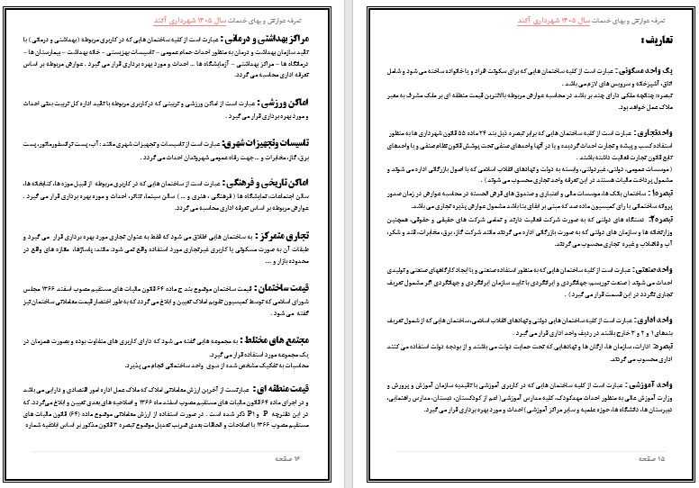 تعرفه عوارض و بهاء خدمات عمومی سال 1405 شهر آکند جهت اطلاع و آگاهی عمومی