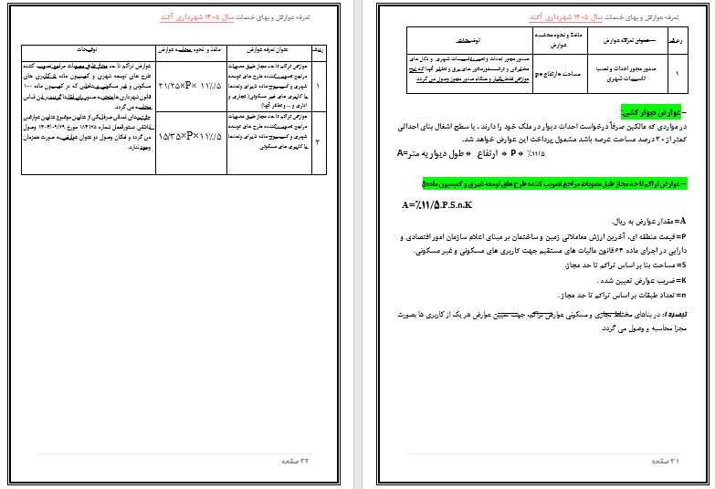 تعرفه عوارض و بهاء خدمات عمومی سال 1405 شهر آکند جهت اطلاع و آگاهی عمومی